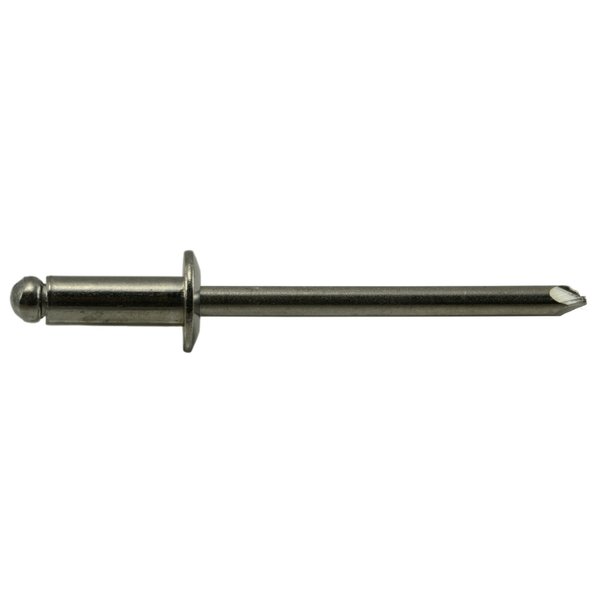 Midwest Fastener Blind Rivet, Dome Head, 5/32 in Dia., 1/4 in L, 18-8 Stainless Steel Body, 50 PK 53959